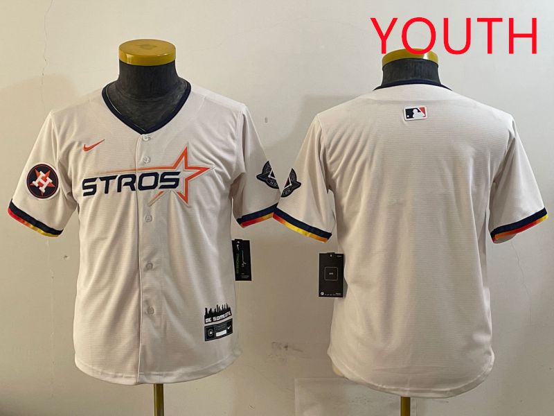 Youth Houston Astros Blank Cream three generations Joint Name 2025 Nike MLB Jersey style 4141->youth mlb jersey->Youth Jersey